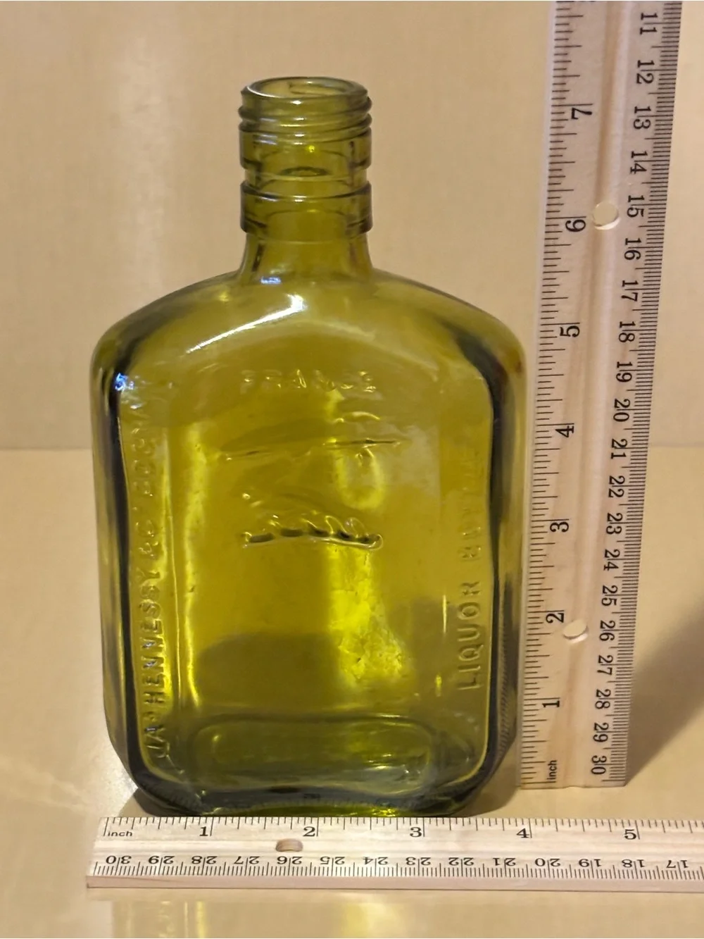 Vintage Olive Green Hennessy & Co Cognac Bottle